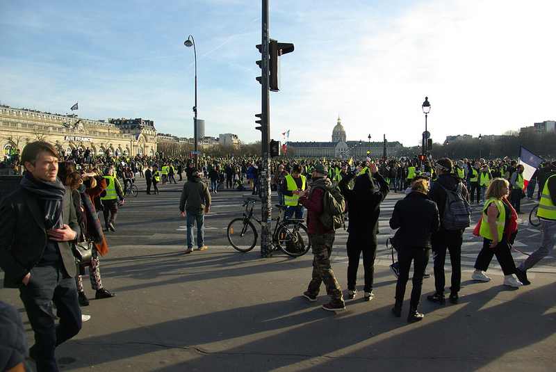 Yellow Vests demonstrators in Paris near the Musée de l'Armée in February 2019