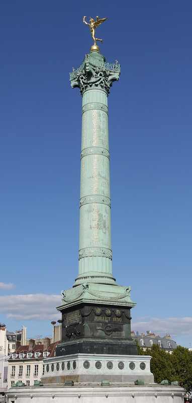 The July Column at Place de la Bastille during the France Bastille student protest in Paris