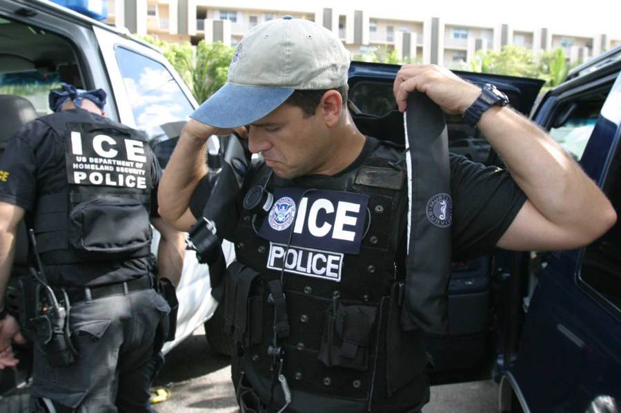 U.S. Immigration and Customs Enforcement officers prepare for a field operation; DHS says the Houston shooting was self-defense, an account Lorenzo Salgado Araujo's family disputes