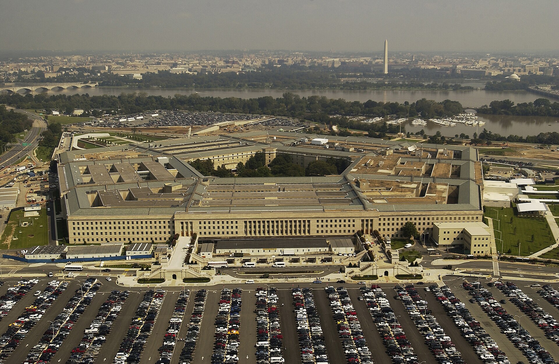 Aerial view of the Pentagon in Arlington, Virginia, across the Potomac River from Washington — the Pentagon has put the Iran war cost at $47.1 billion in figures provided to Congress