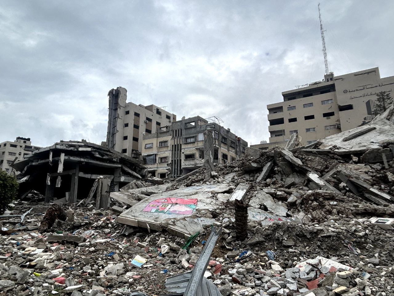 Rubble and remains of a destroyed building in Gaza