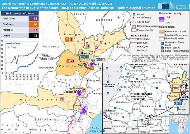 EU emergency map of Ebola in North Kivu from the 2018 outbreak — the province is again the Congo Ebola outbreak 2026 hotspot