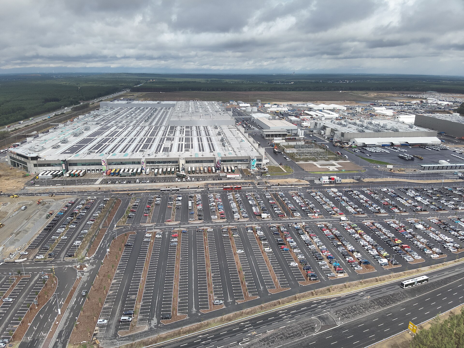 Tesla Q3 earnings 2026 — aerial view of Tesla Gigafactory Berlin-Brandenburg, one of the factories behind Tesla's third-quarter production