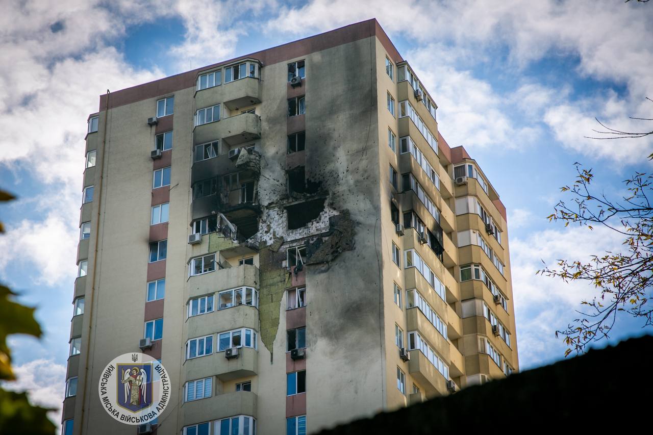 Residential building in Kyiv after a Russian drone attack in October 2024, illustrating the UN's findings on Ukraine civilian casualties in September 2026