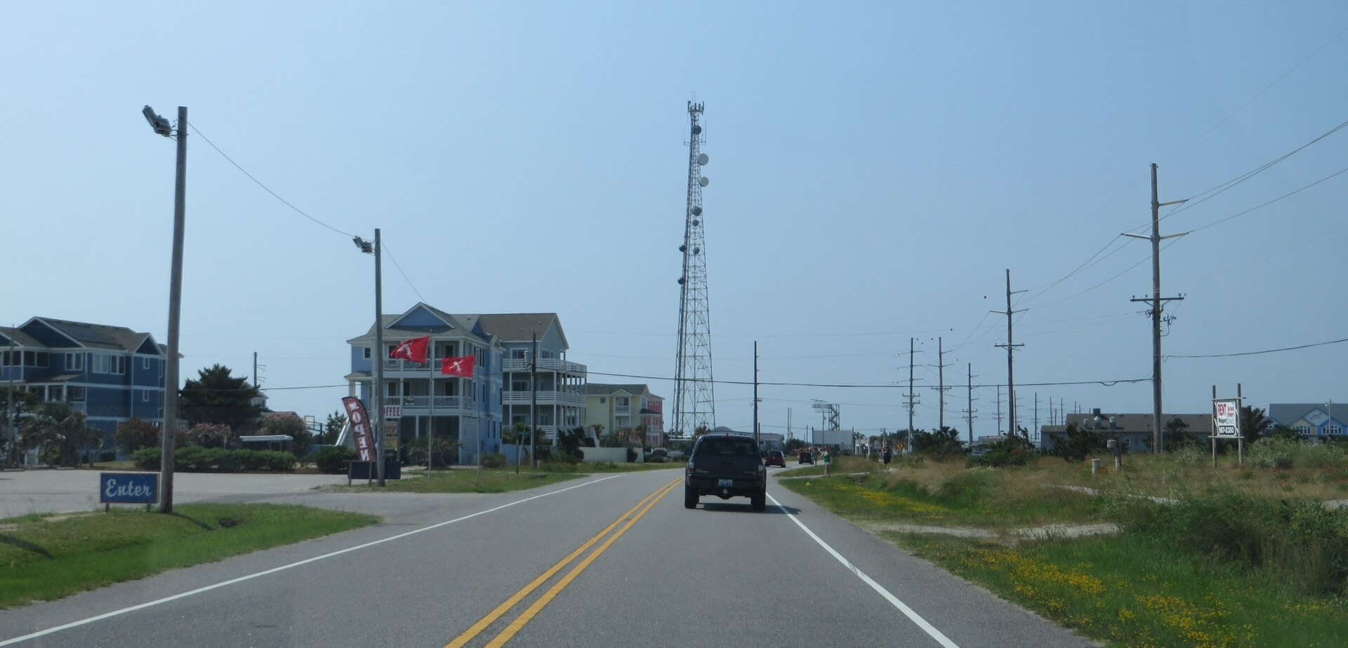 NC Highway 12 through Waves on North Carolina Outer Banks, the road threatened by Josephine coastal flooding