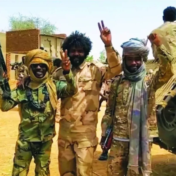 Armed men in a still circulated with the RSF capture claim