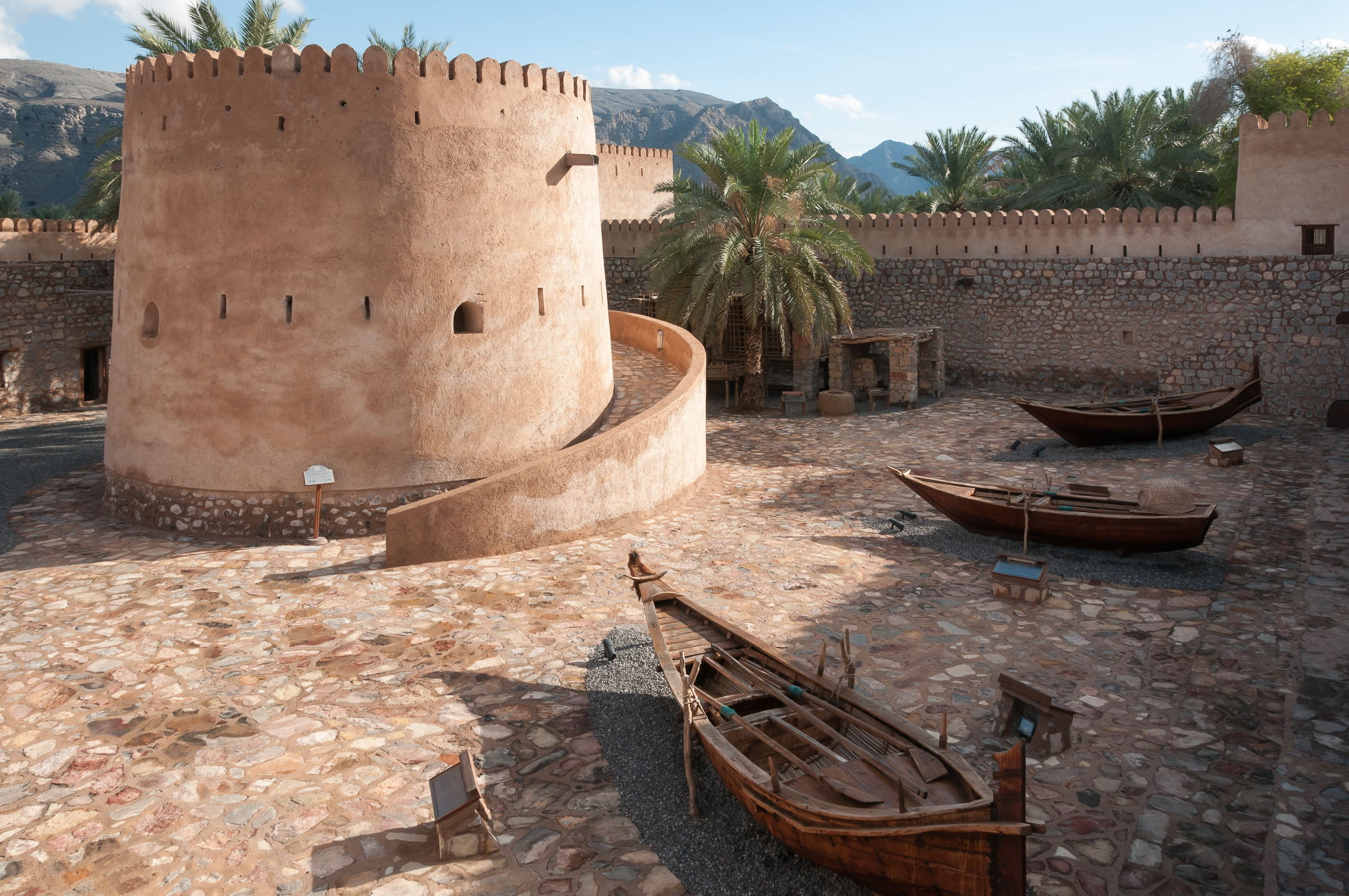 Khasab Castle overlooking the harbour at Khasab, Oman, 25 nautical miles from where the Louise 1 limpet mine attack took place