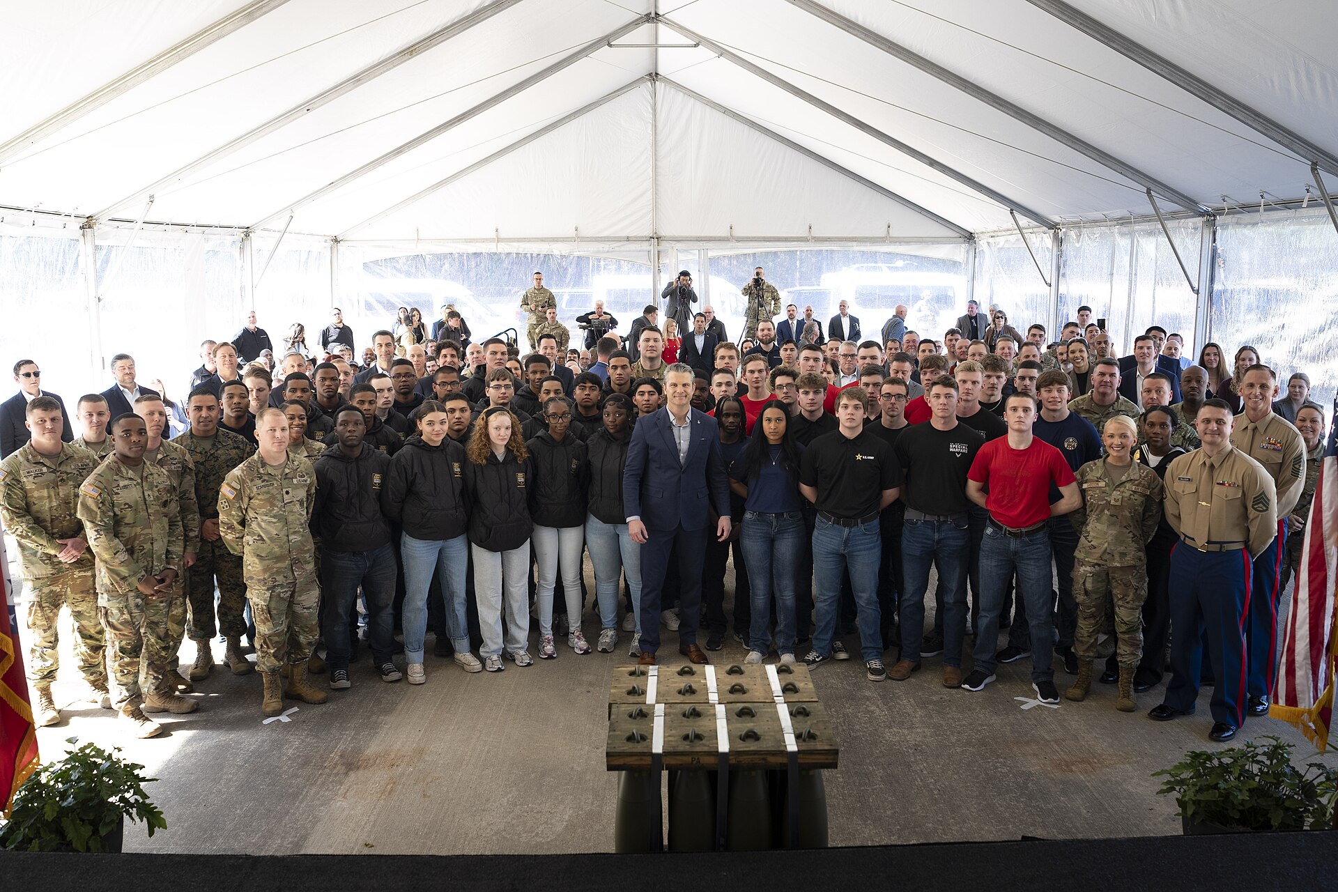 Defense Secretary Pete Hegseth during a 2026 visit to Arkansas