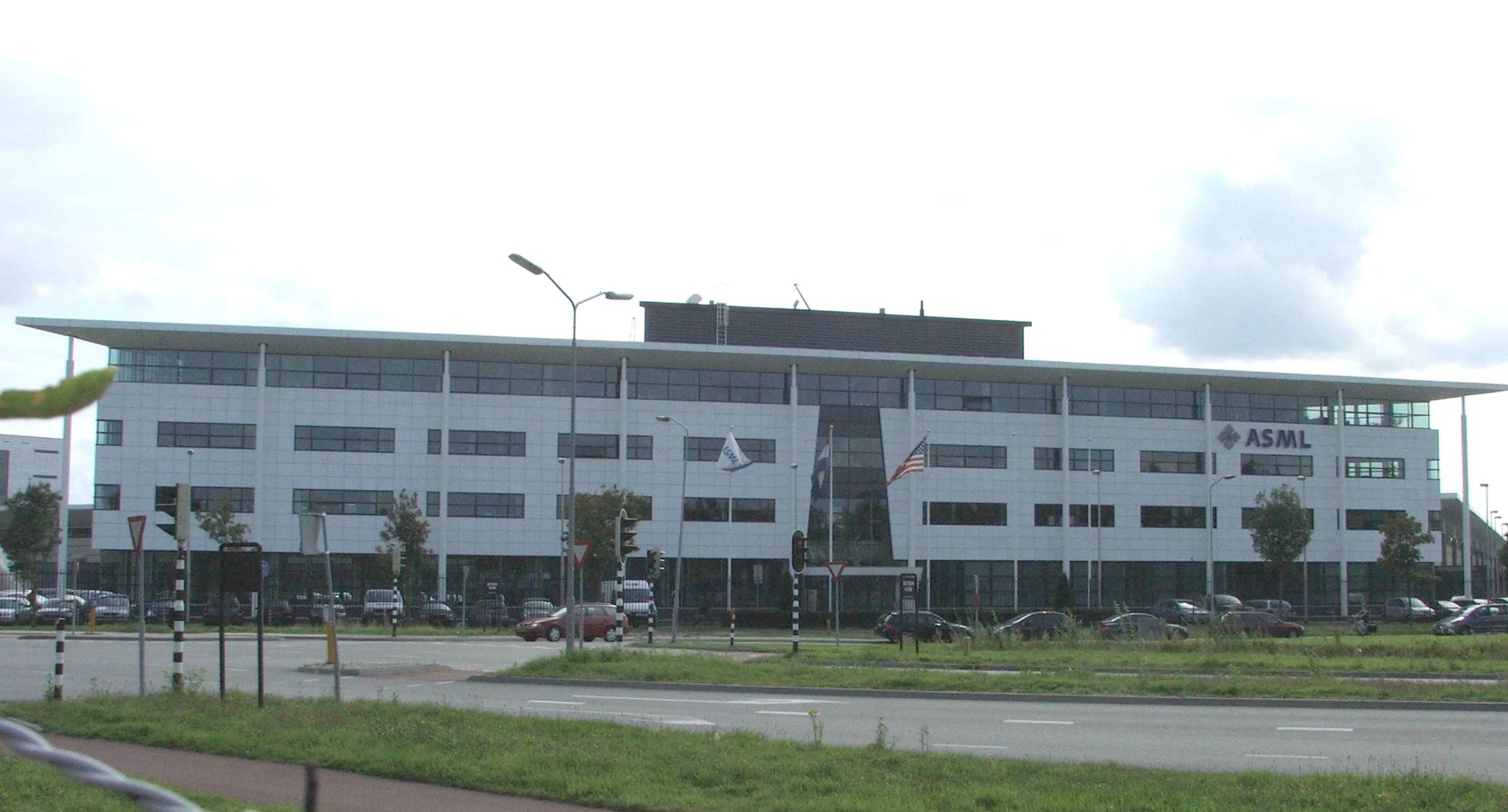 ASML headquarters building in Veldhoven with the company logo — file photograph