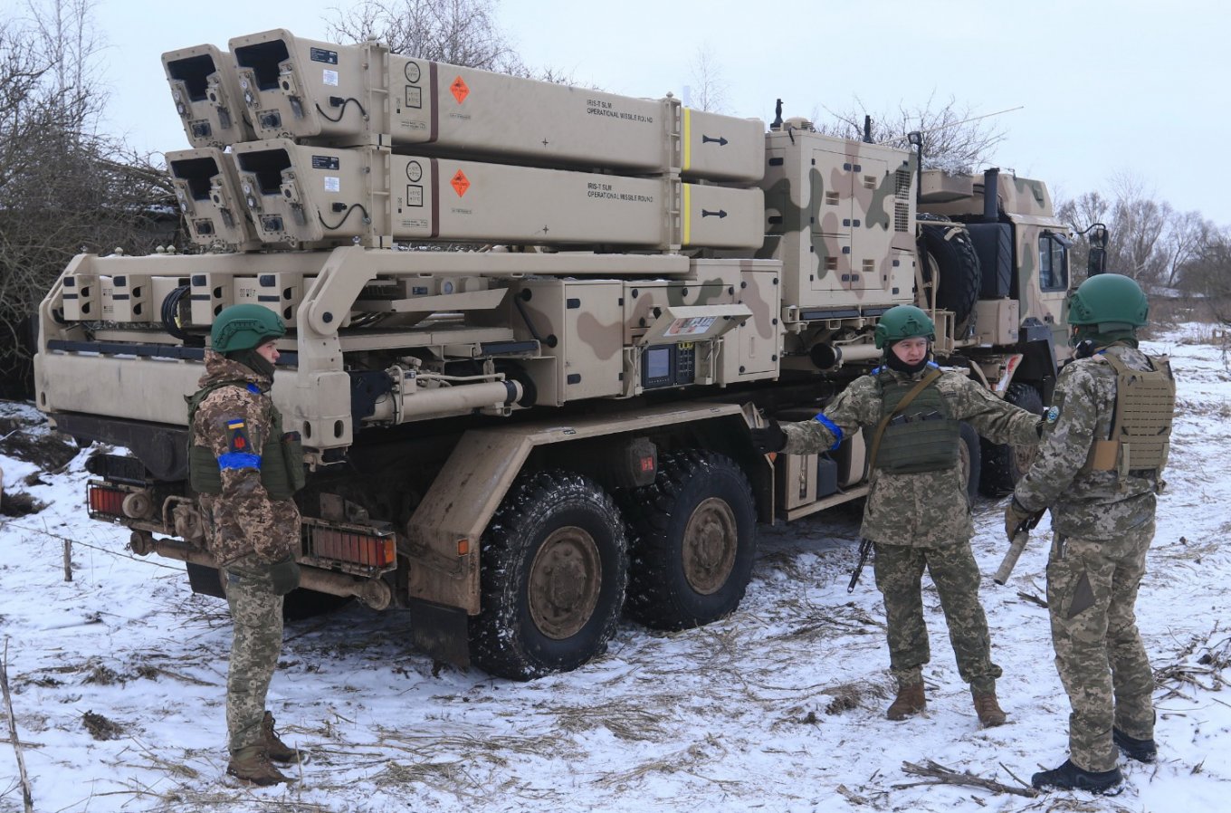 Ukrainian mobile air-defense crew in a file photograph illustrating efforts to stop drones targeting Kyiv communications infrastructure