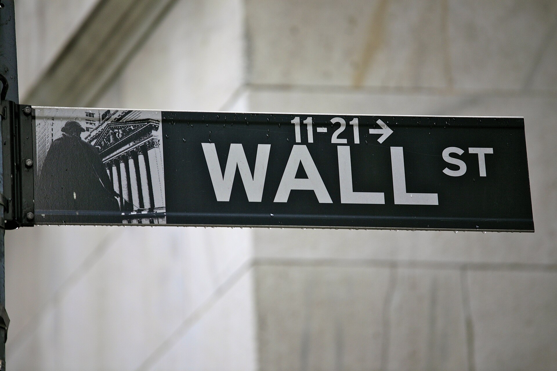 A Wall Street sign in New York — Anthropic is expected to go public in November at a valuation investors now put near $1.5 trillion