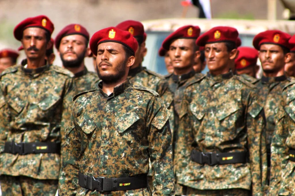 Yemeni government soldiers in Aden — file photograph of forces of Yemen's internationally recognized government