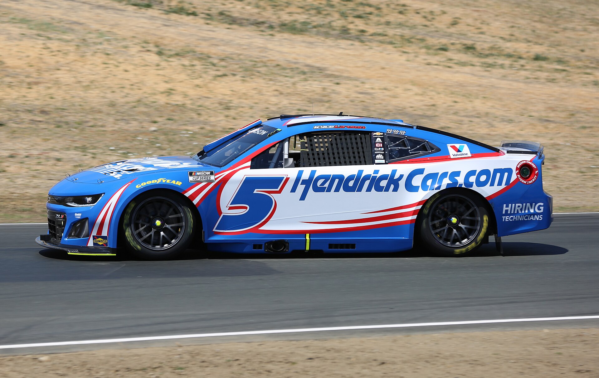 Kyle Larson's No. 5 Hendrick Motorsports Chevrolet at Sonoma in 2025, on his way to a third NASCAR Cup championship challenge