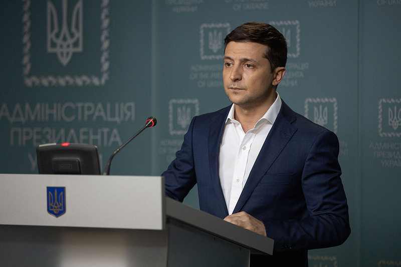 Ukrainian President Volodymyr Zelenskyy delivering an address as he condemns the Trump Russia diesel deal