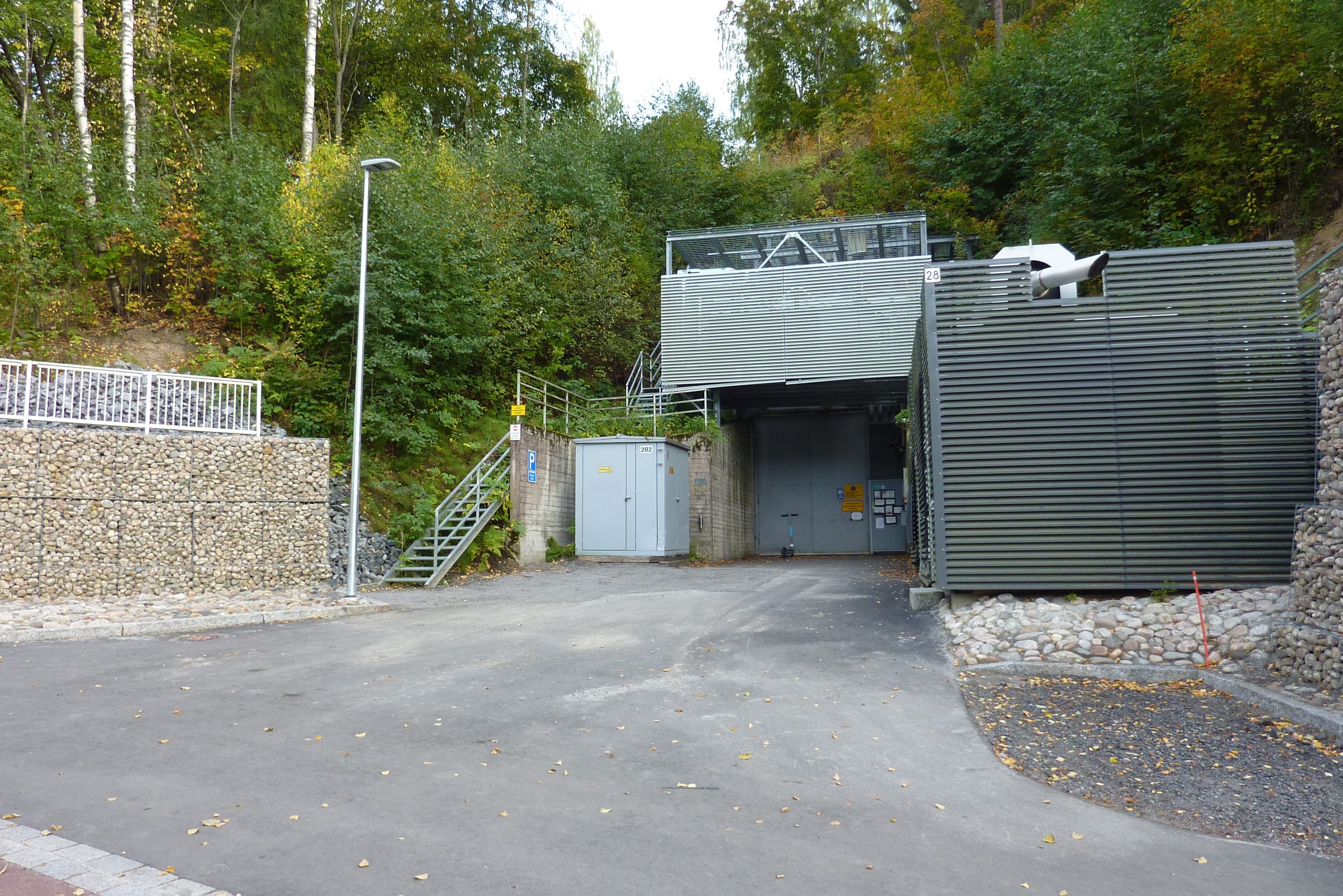 The blast-door entrance of the Kotkankallio civil defence shelter in Finland, part of a national network of more than 50,000 shelters