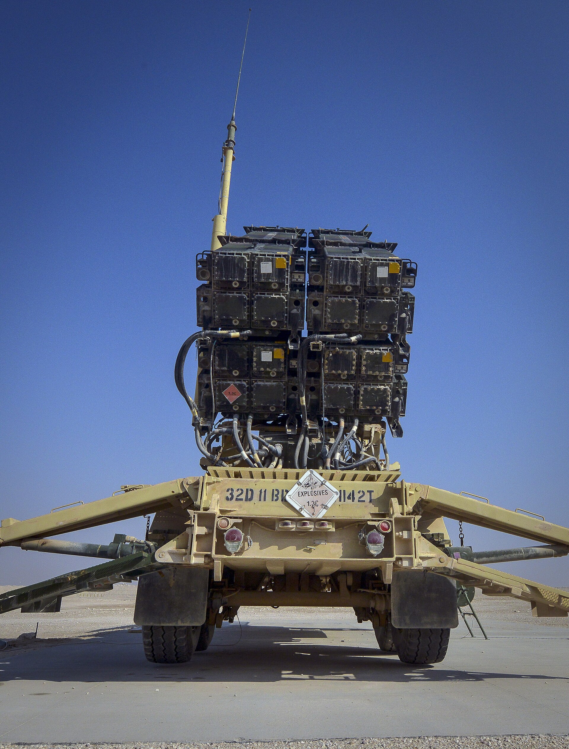A US Patriot missile launcher at Al Udeid Air Base in Qatar — Qatar now plans a defence production hub to build air defence capability at home