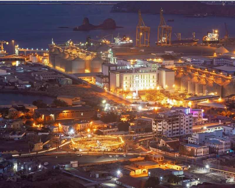 Port of Aden at night, Yemen