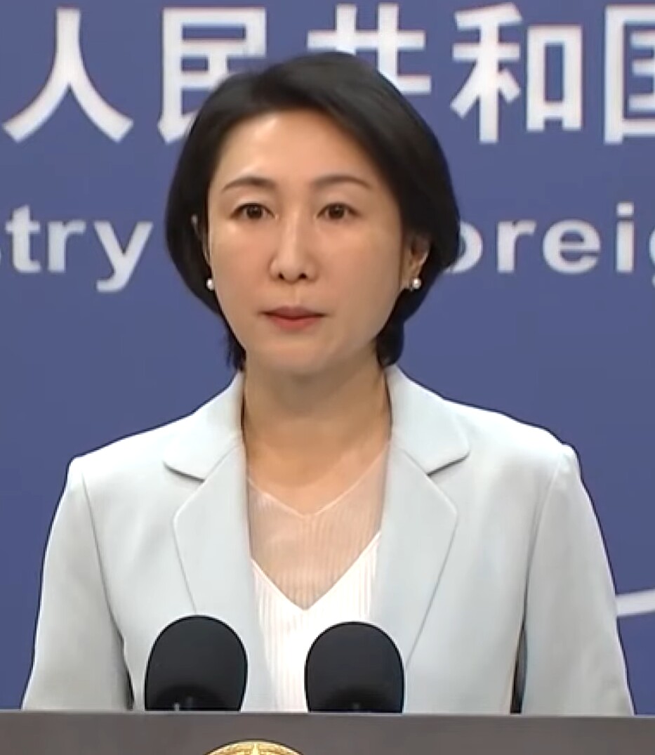 Chinese Foreign Ministry spokesperson Mao Ning at the briefing podium in Beijing, who invited Katie Zacharia to visit China more often after the proper toilets remark