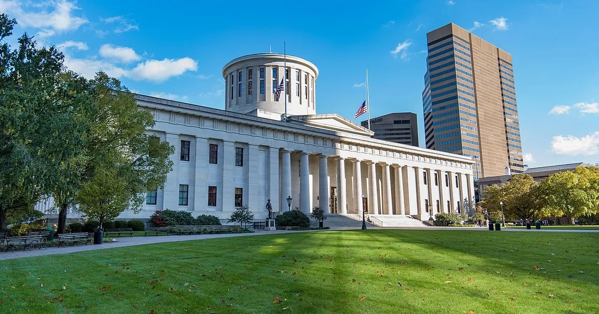 The Ohio Statehouse in Columbus, Ohio — the seat of government at stake in the Ohio governor election November 3 2026