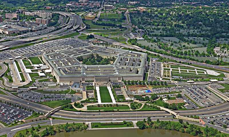 Aerial view of the Pentagon during planning for possible renewed Iran combat operations