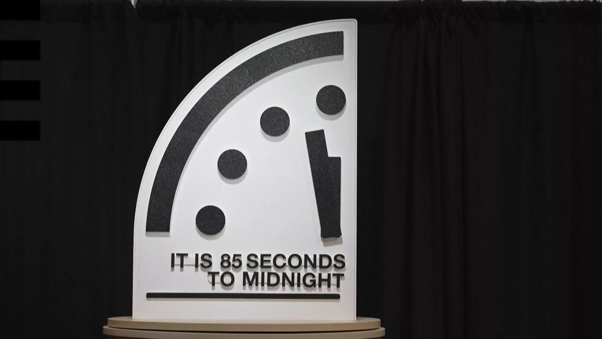 The Doomsday Clock at 85 seconds to midnight in 2026, the closest to catastrophe in its history, with AI named as an apocalyptic danger