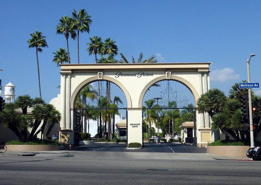 The Melrose Avenue entrance to Paramount Pictures in Los Angeles