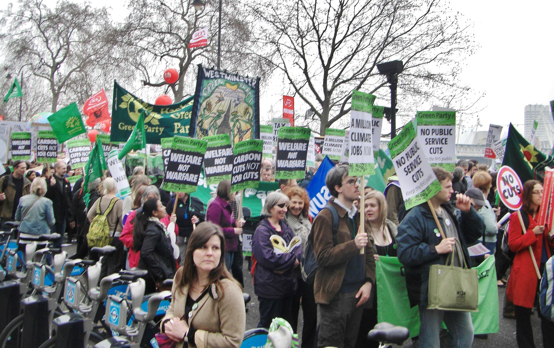 Green Party supporters marching in London in a file photo, as the party faces a coalition firewall over its Zionism policy