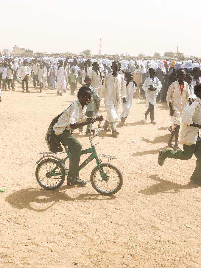 Displaced Sudanese civilians at an IDP camp on the outskirts of Al Fasher during a humanitarian visit