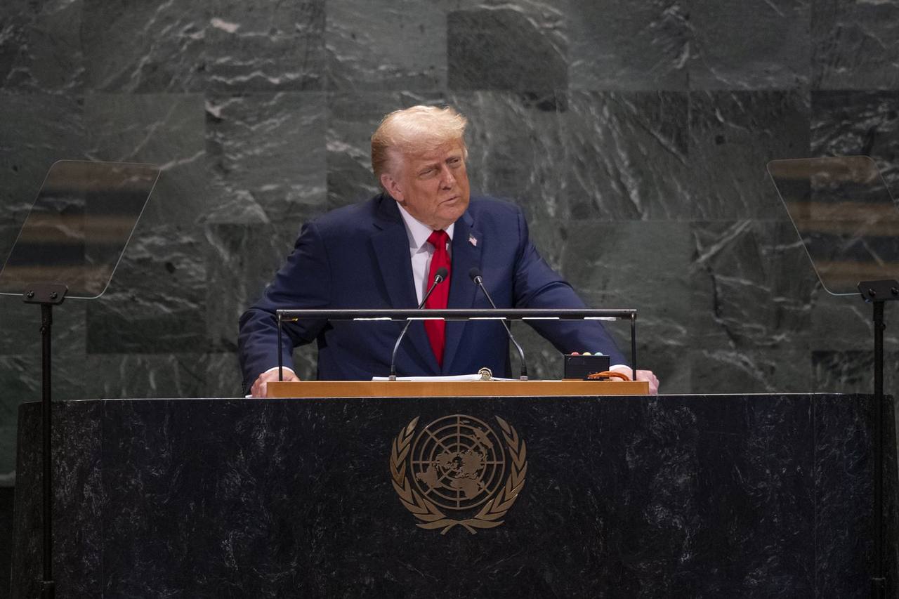 Donald Trump speaking at the United Nations General Assembly in New York, September 2026