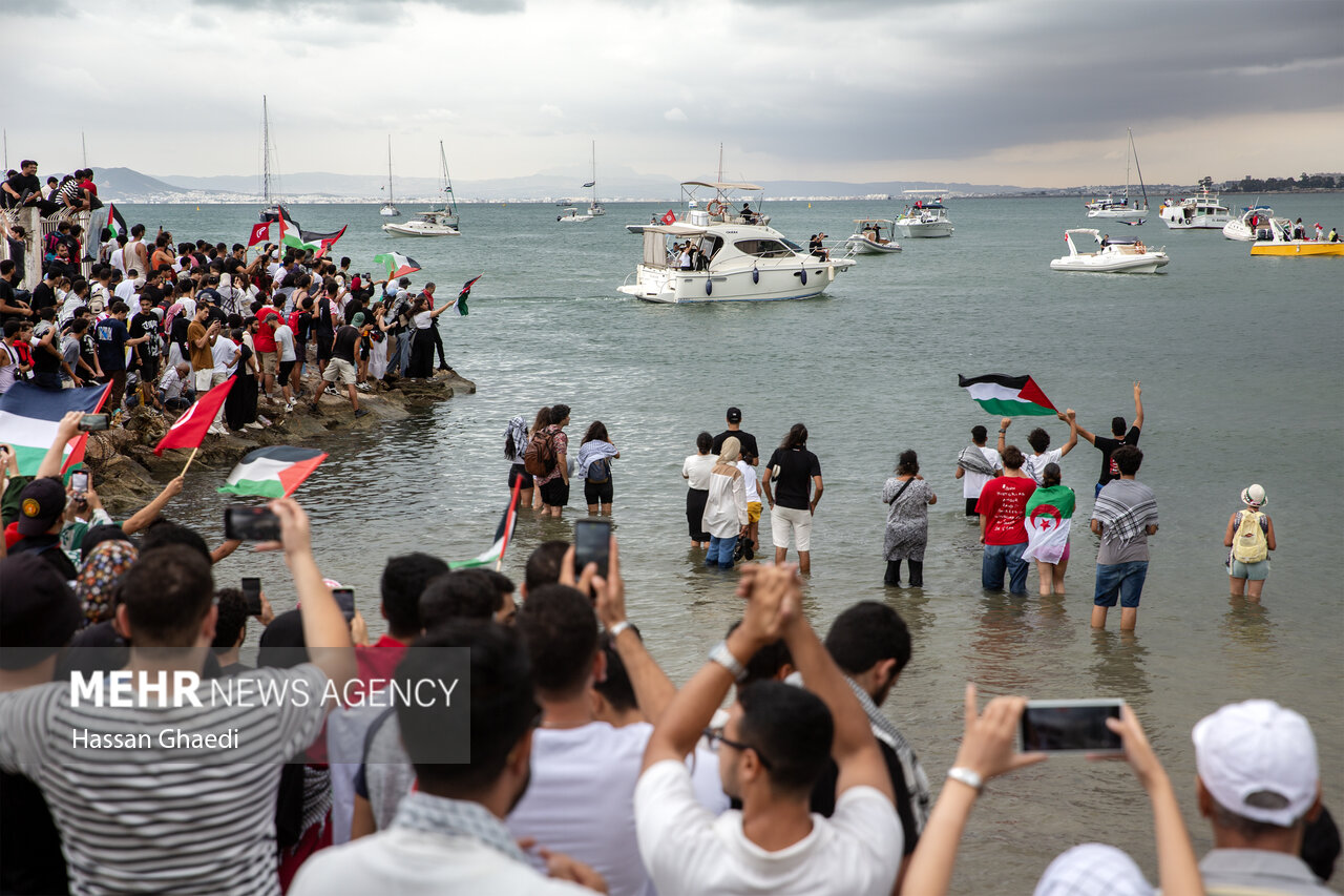 A vessel of the Global Sumud Flotilla, whose interceptions are at the centre of the Italy investigation Israel Katz flotilla probe