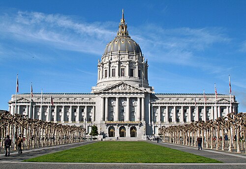 San Francisco City Hall viewed from Civic Center Plaza