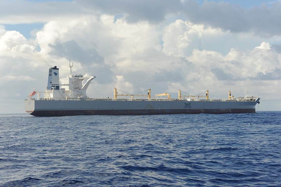 The tanker A Whale operating in open water during a 2010 Gulf of Mexico oil-recovery test