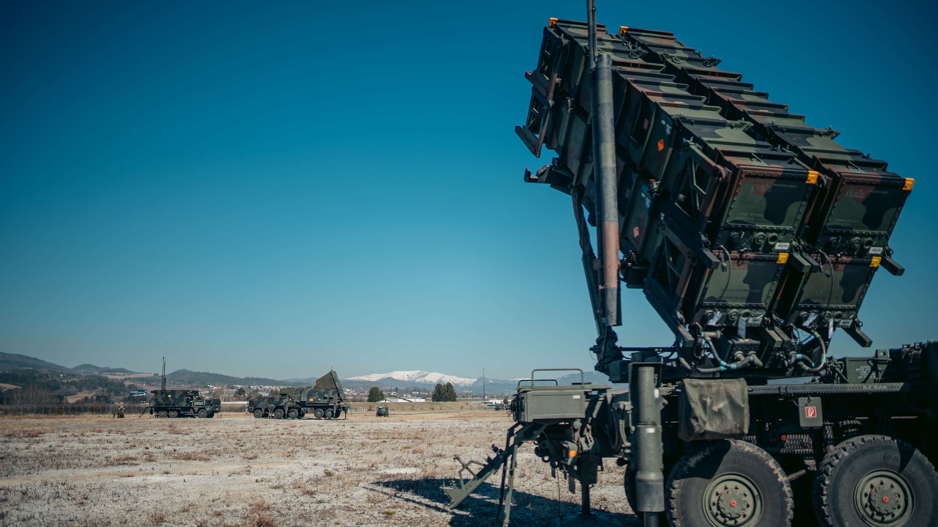 Patriot air defense launchers illustrating Ukraine air defense Patriot shortage concerns
