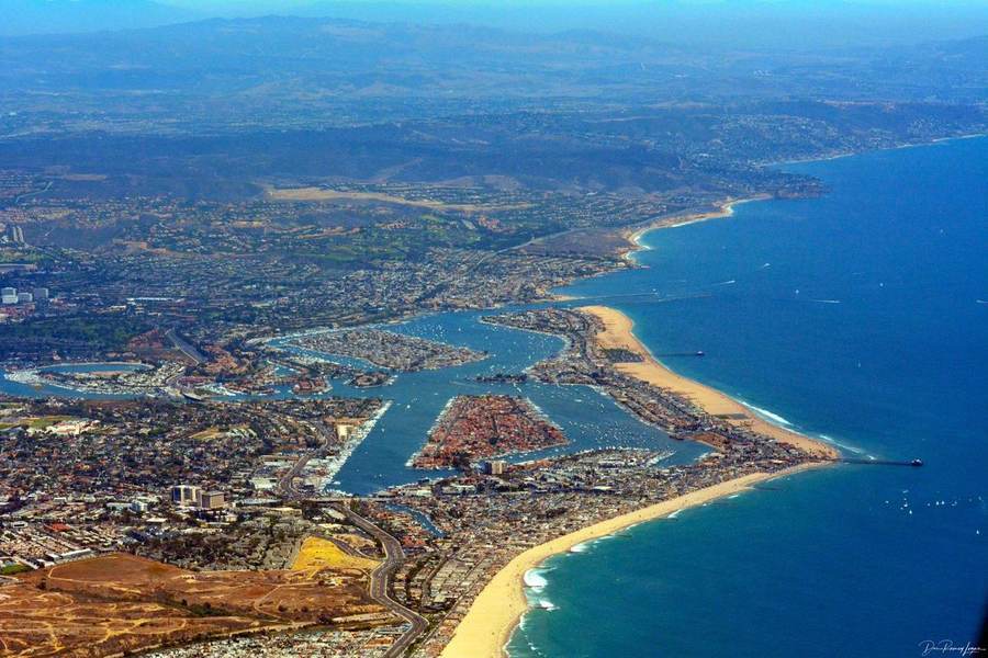 Newport Beach coastline and harbor, Orange County, California