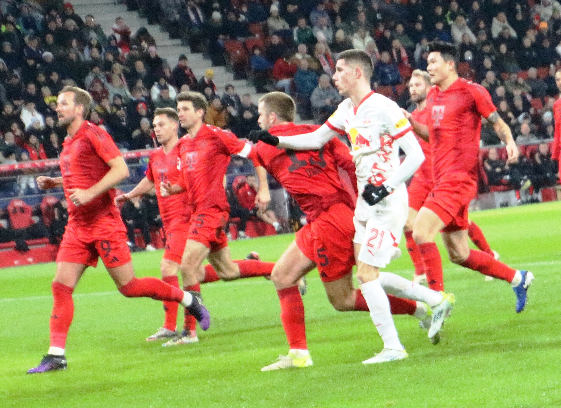 Harry Kane in Bayern Munich colours — Kane assisted Davies and scored a penalty in the 2-2 Champions League draw with Arsenal