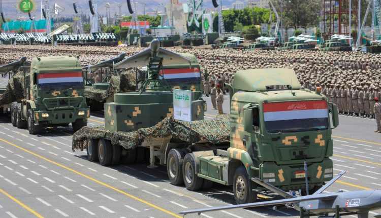 Missiles displayed during a Houthi military parade in Sanaa in a file photograph