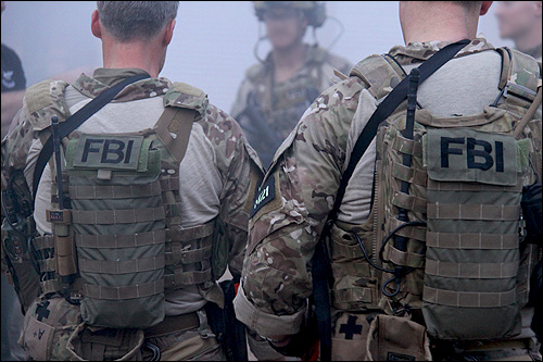 FBI Hostage Rescue Team agents in tactical equipment during a training operation