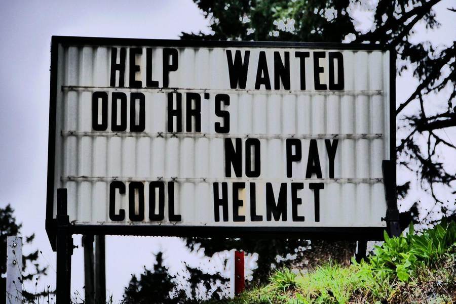 Recruiting sign for volunteer firefighters in Elkton, Oregon, a contextual image for the U.S. labor market