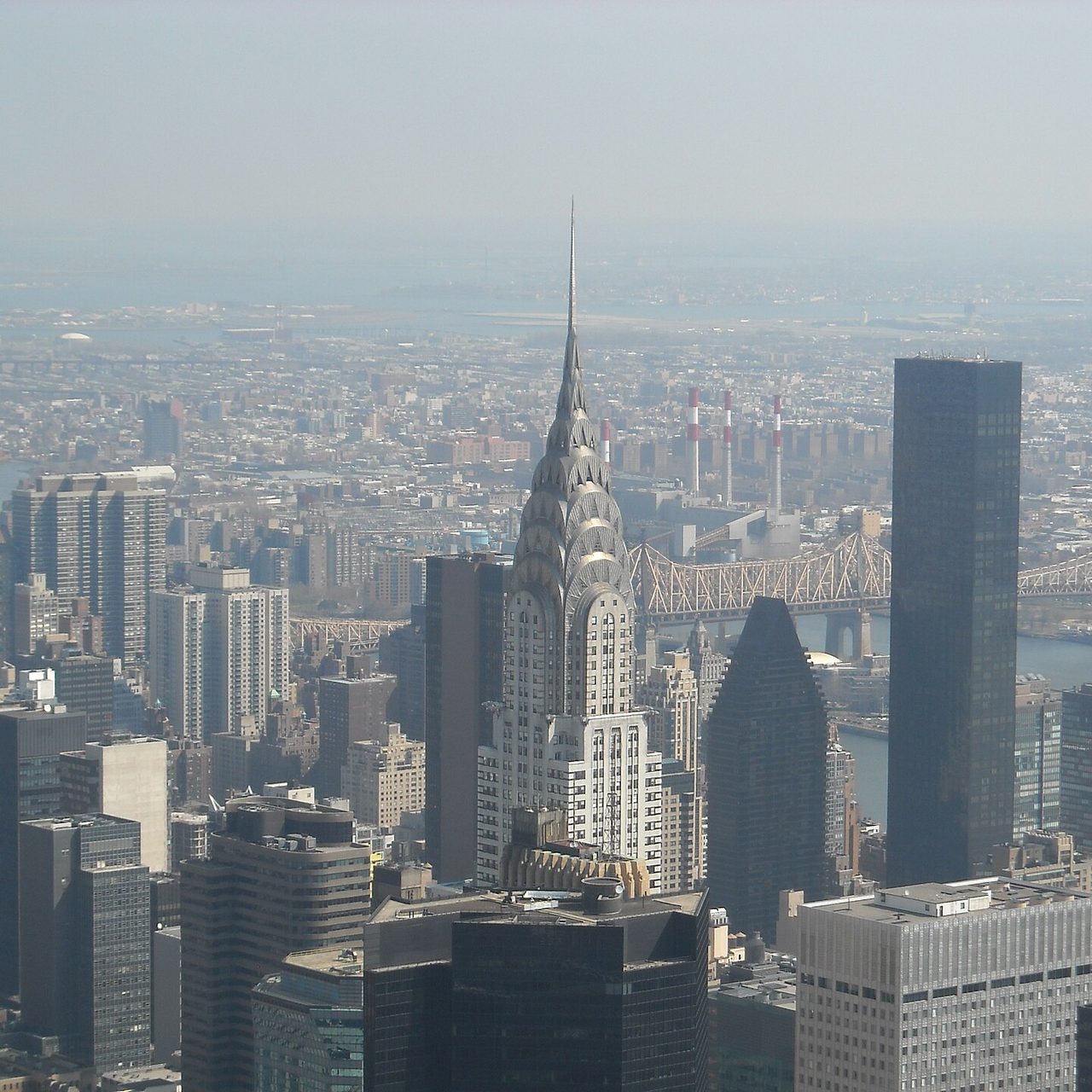 The Chrysler Building's Art Deco crown and spire above Midtown Manhattan