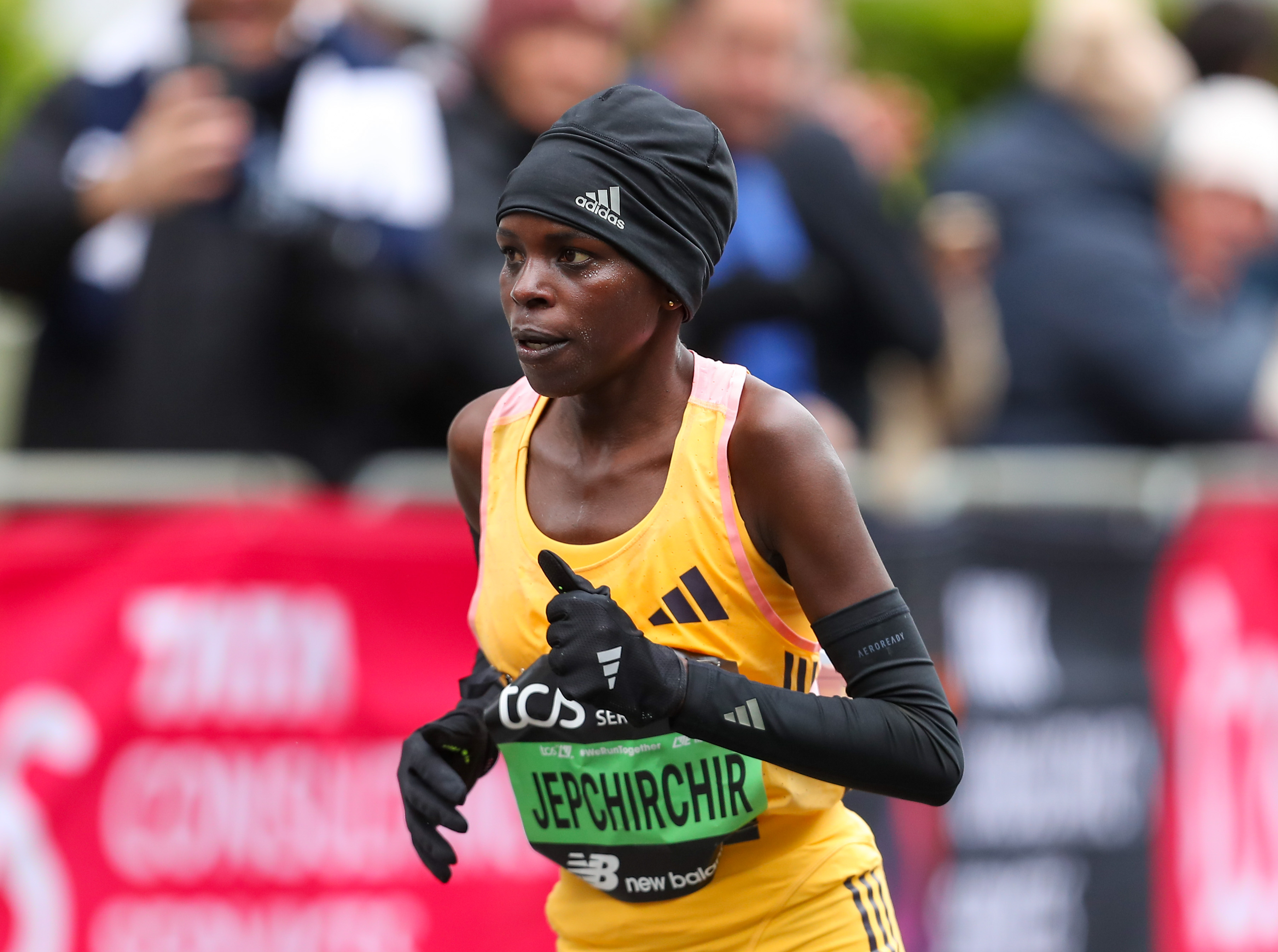 Peres Jepchirchir EPO suspension — Jepchirchir racing at the 2024 London Marathon, which she won in a women-only world record time