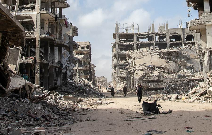 Destroyed buildings in Khan Younis illustrating the impact of Israel strikes Gaza operations