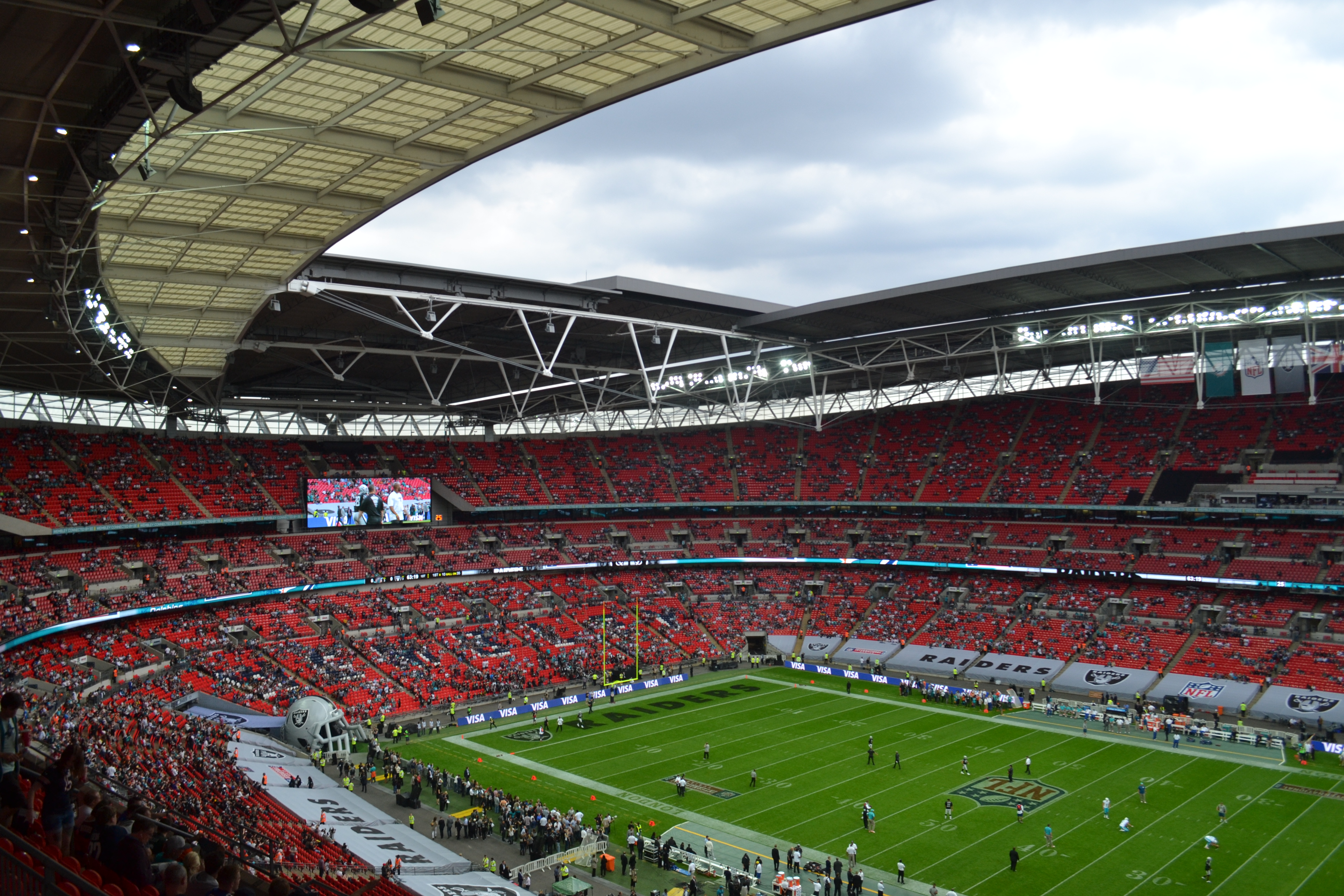 Wembley Stadium in London during an NFL International Series game — the venue for Texans vs Jaguars London