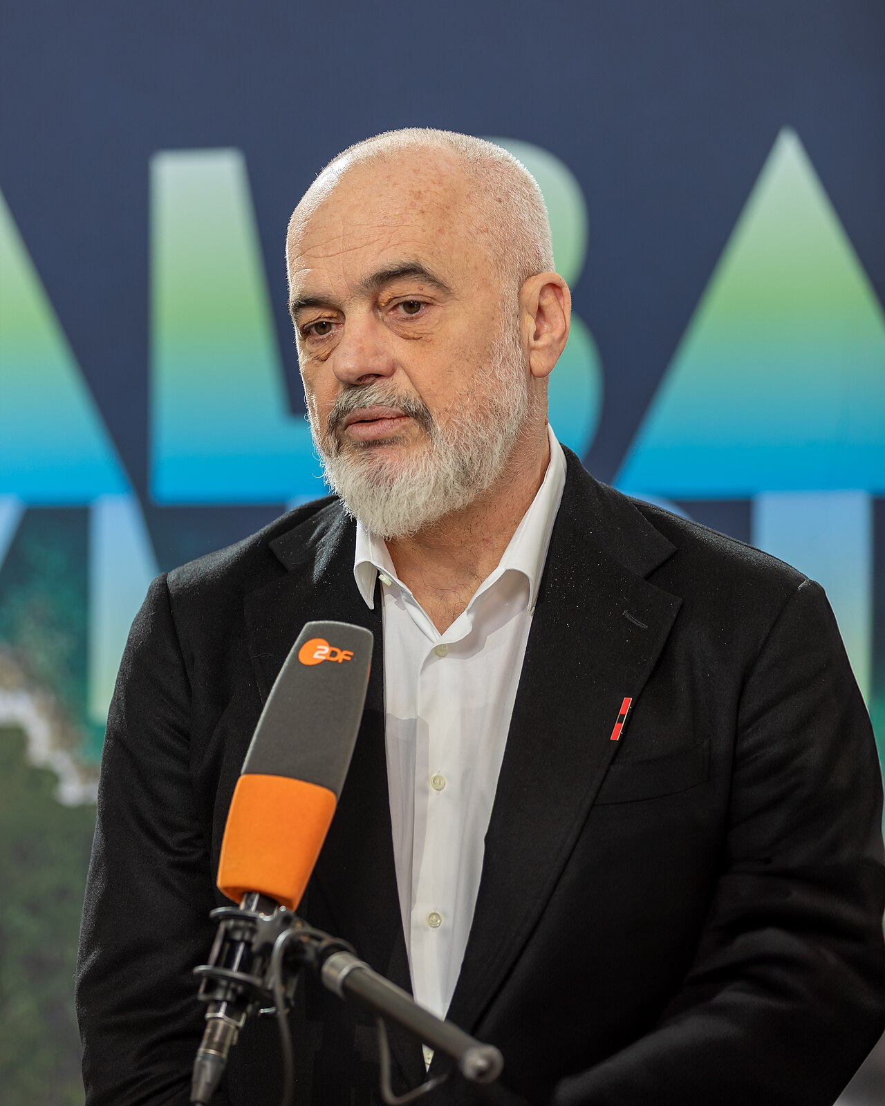 Albanian Prime Minister Edi Rama speaking at a press conference in Berlin — file photograph