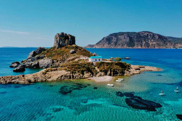 Aegean coastline of Kos, Greece, where Dimitras and Olsen were supporting asylum seekers in July 2021