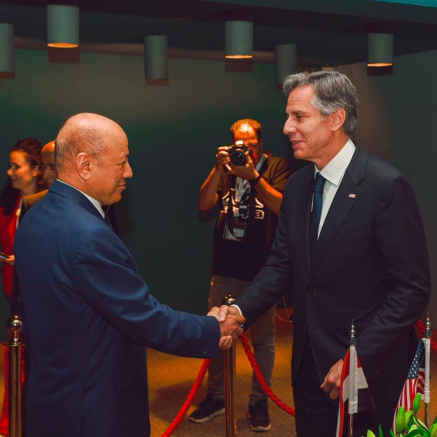 Rashad al-Alimi meeting United States Secretary of State Antony Blinken in a file photograph
