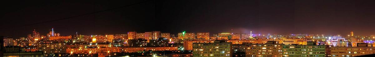 Night panorama of Aktau, Kazakhstan, the Caspian port city in Mangystau Region