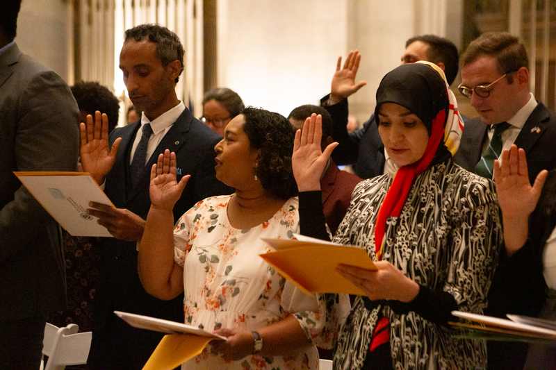 New citizens at a Constitution Day naturalization ceremony at the U.S. National Archives Rotunda, September 15, 2023