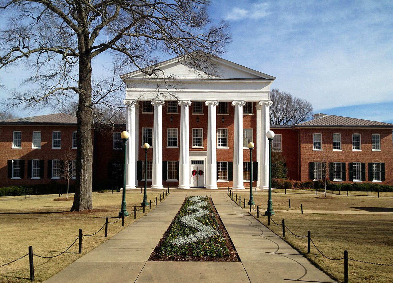 University of Mississippi Lyceum viewed from the campus library