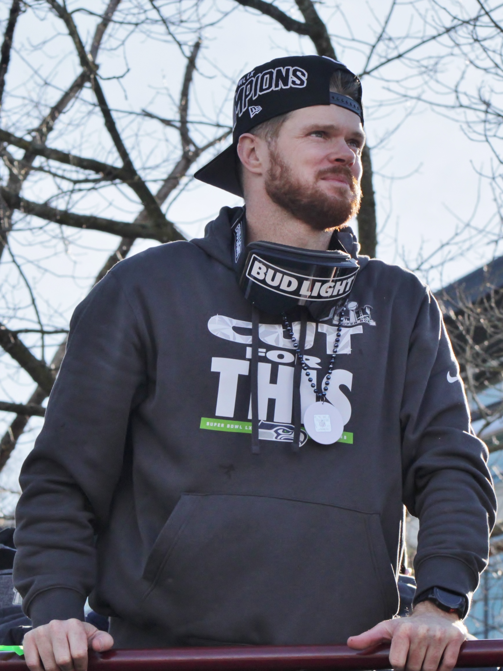Seahawks vs Chiefs score — Sam Darnold, who threw for 257 yards in Seattle's 20-3 win over Kansas City, at the Seahawks' Super Bowl LX parade