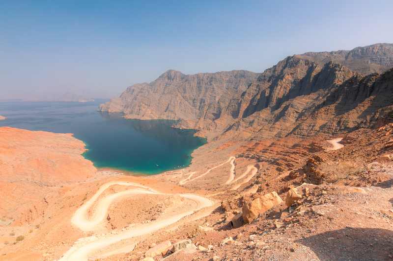 Rocky Musandam coast near Khasab, Oman, where injured On Peace crew members were evacuated for treatment